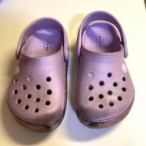Crocs girls glitter purple size C7
